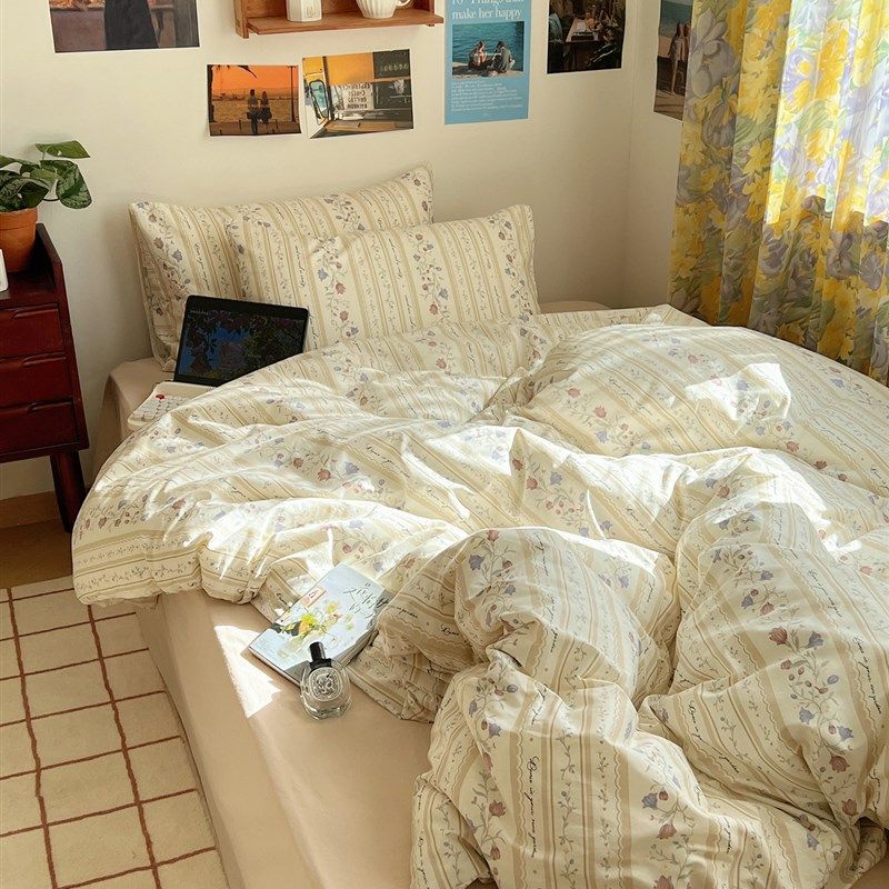 月亮睡了 蔓藤物语碎花清新全棉四件套田园床单被套宿舍纯棉床品