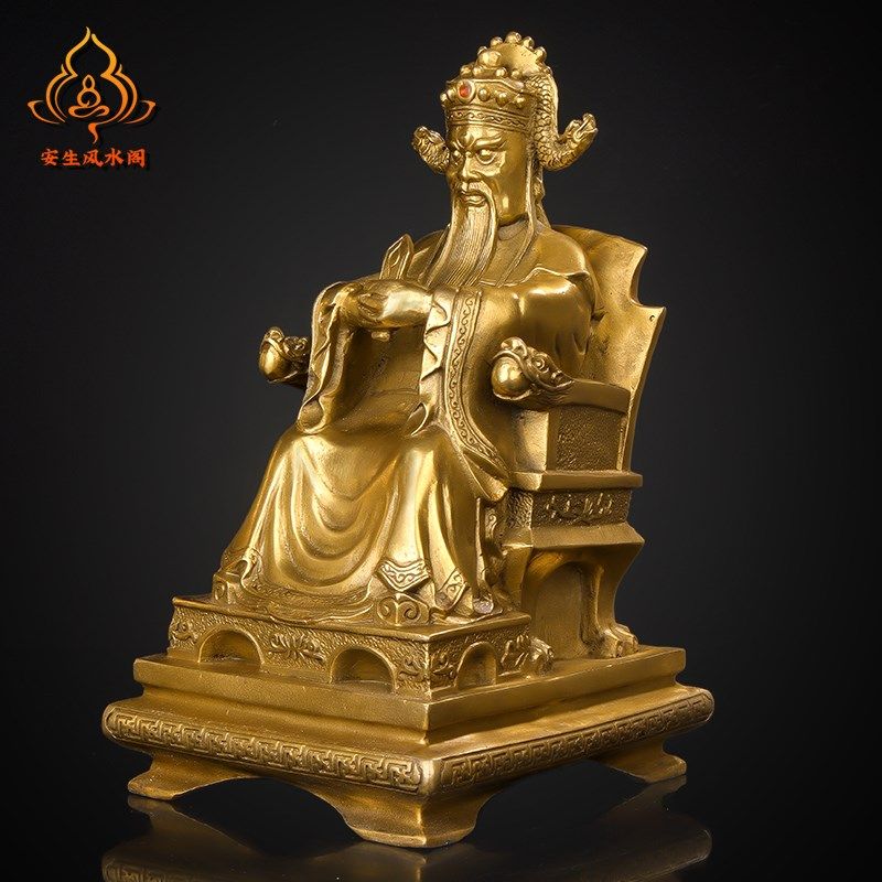 纯铜彩绘龙五爷广济龙王财神佛像五龙王铜像大号广济龙王招财摆件