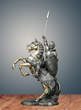 创意北欧轻奢铠甲骑士马到成功中式客厅办公室摆件装饰品开业礼品