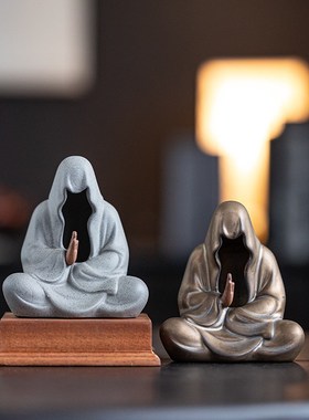 创意无相佛摆件陶瓷人物工艺品客厅书房茶室禅意空间装饰造景摆设