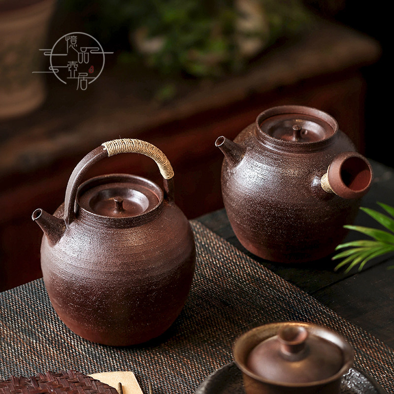 家用柴烧泡茶陶瓷电陶炉明火烧水陶壶户外提梁侧把茶壶养生煮茶器
