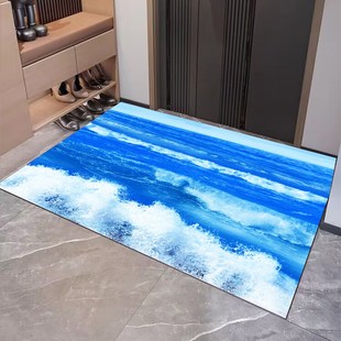 进门玄关蓝色海洋沙滩大海风格 地垫入户卫生间吸水防滑门口地毯