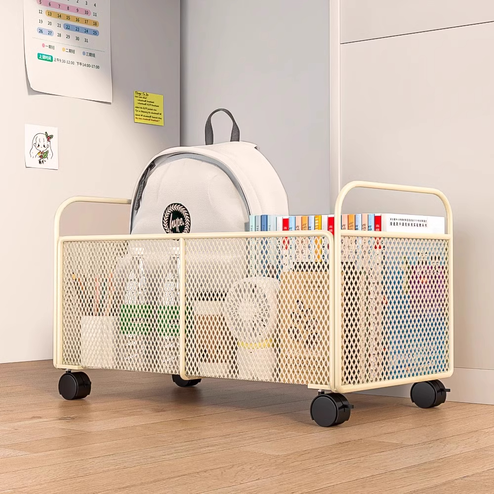 书包置物架装书小推车带轮放置神器可移动收纳筐桌下书本收纳架子