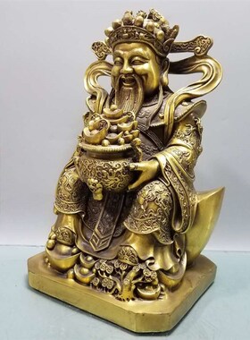 纯铜财神爷佛像摆件大号文财神铜像家居店铺乔迁客厅开业礼品