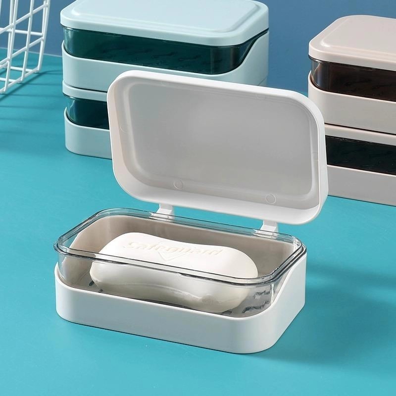 翻盖肥皂盒带盖沥水免打孔