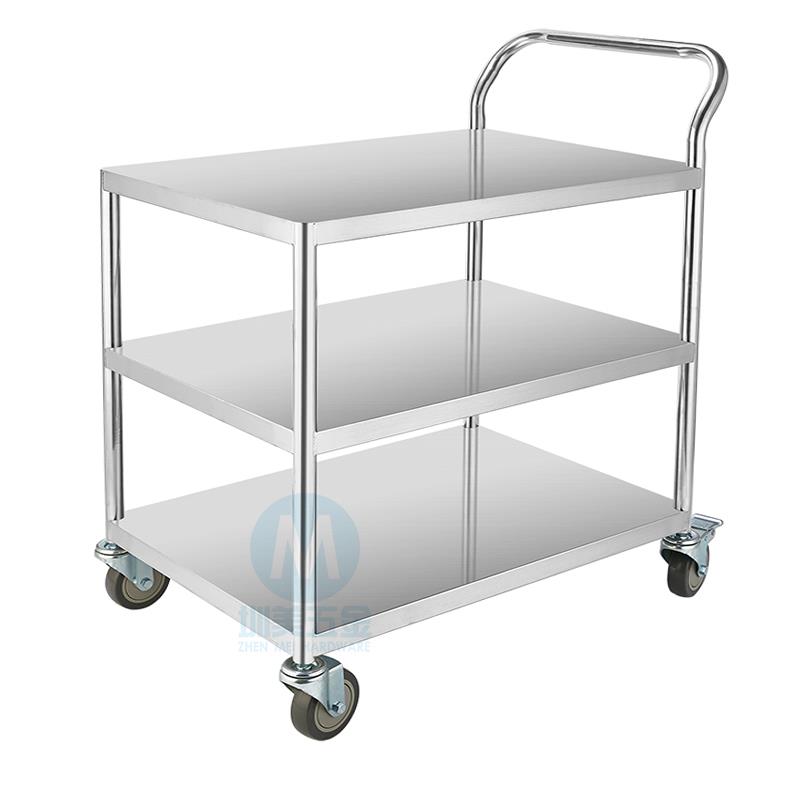 东莞圳美不锈钢手推车三层平板运货车电商移动静音周转车工厂发货