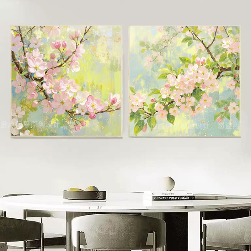 高级花卉风景钻石画 画2025新款海棠手工5d点贴钻十字绣客厅饭厅