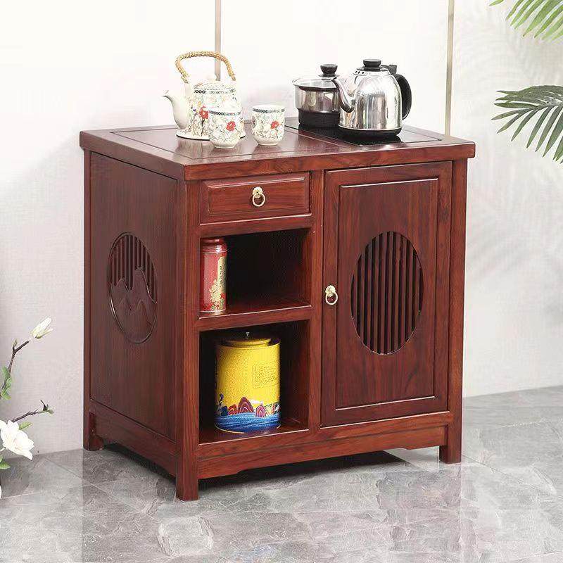 新中式茶水柜实木茶桌柜家用烧水柜客厅茶叶柜办公烧水壶一体边柜