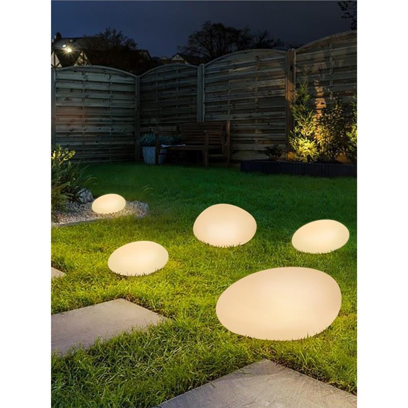 太阳能发光真石头灯户外防水庭院草坪地插灯景观鹅卵石灯造景灯