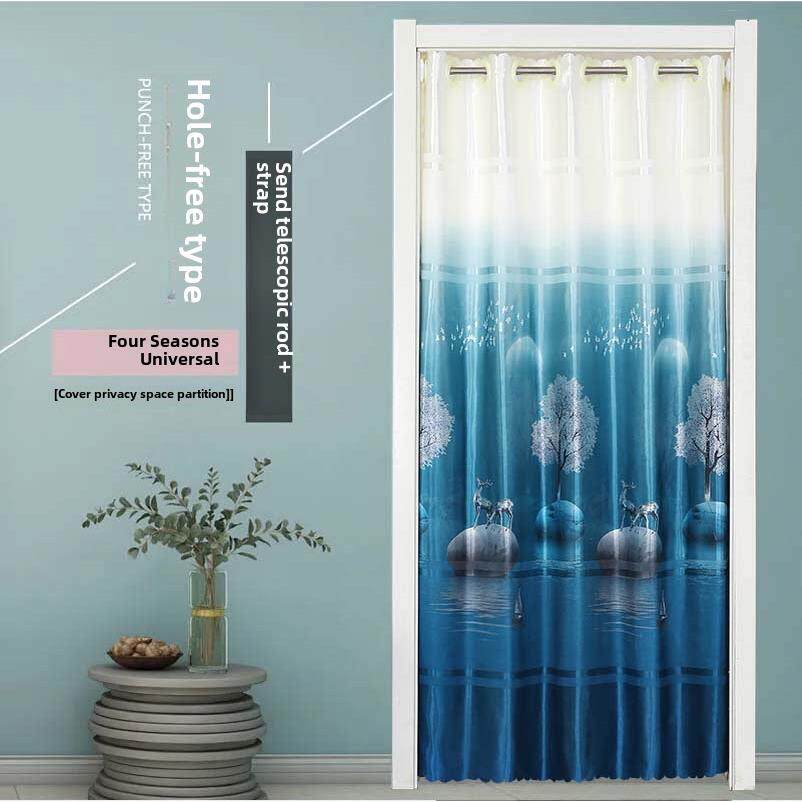 无冲孔门帘斯堪的纳维亚卧室家庭厨房隔断窗帘浴室空调风挡玻璃柜