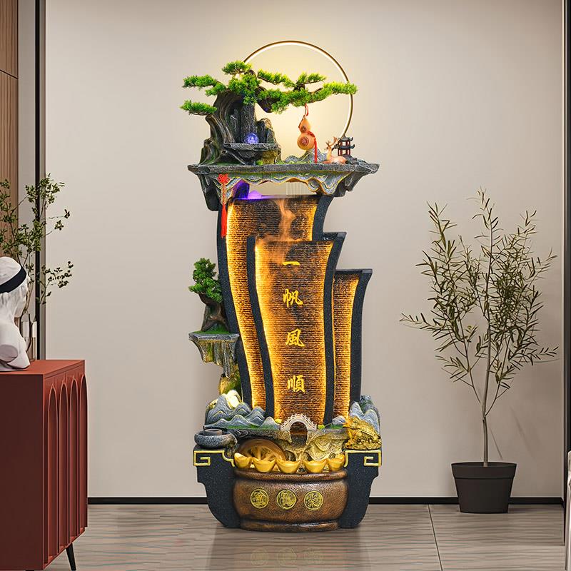 中式循环水假山喷泉水景风水轮装饰流水摆件客厅电视柜旁乔迁送礼