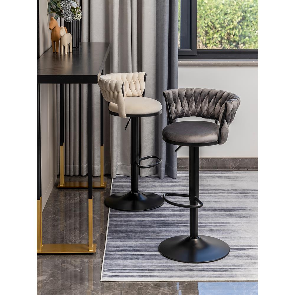 吧台椅家用升降侘寂风收银台商用高脚凳吧凳子靠背前台酒吧椅子