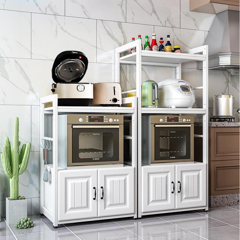厨房置物架收纳落地微波炉烤箱洗碗机电饭煲电器储物架子带门橱柜