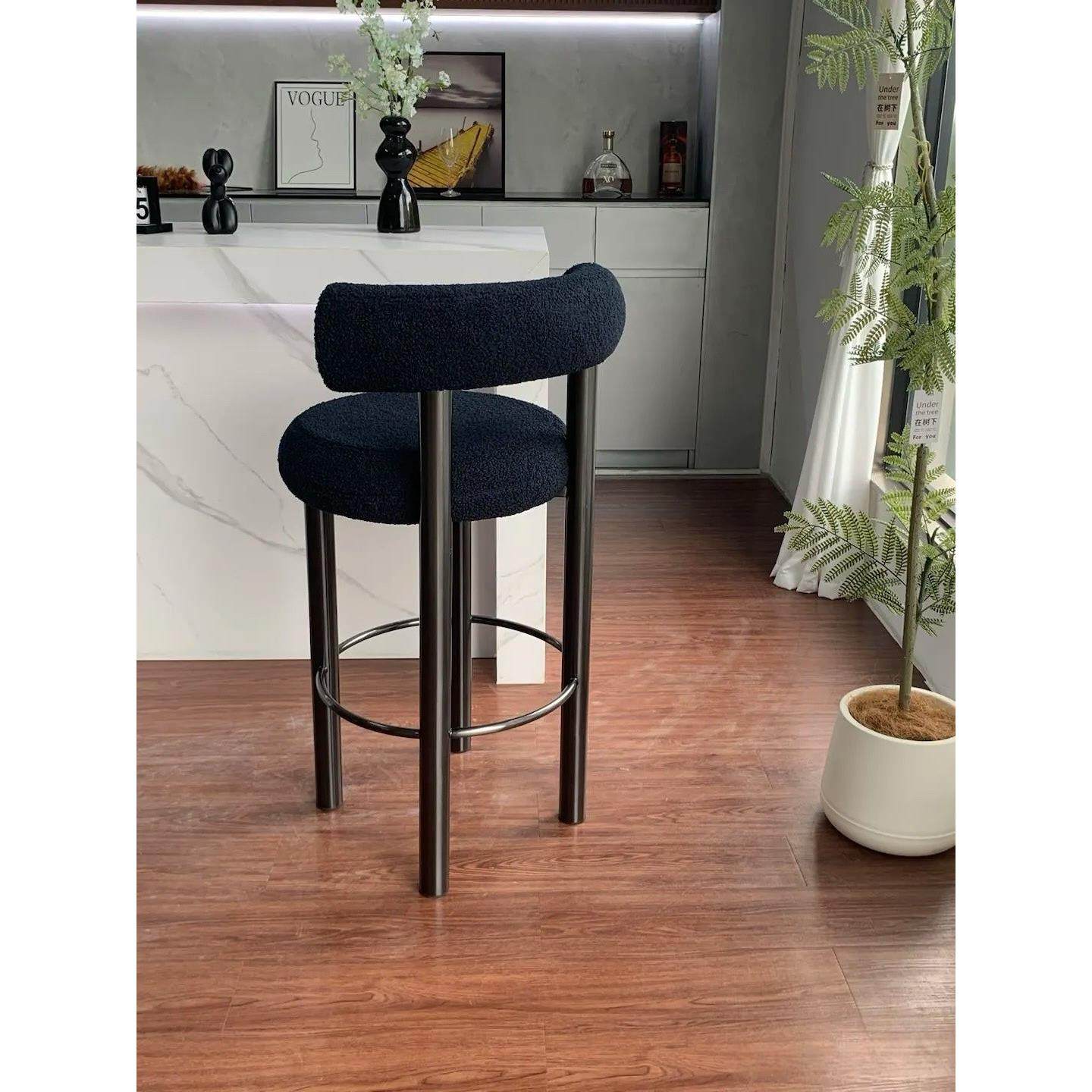 意式轻奢吧台椅现代不锈钢设计师岛台椅前台吧台凳家用靠背高脚椅,住宅家具,家用高脚椅,淘宝优惠券,粉丝福利购,淘宝优惠卷