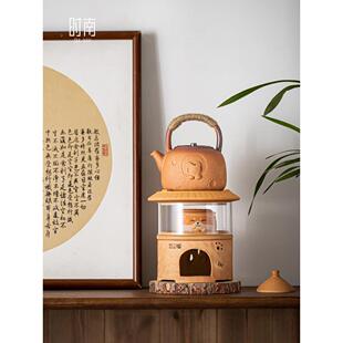 萌猫户外便携酒精炉煮茶器套装家用室内粗陶煮茶炉围炉围聚煮茶壶