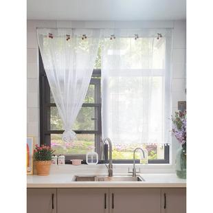 厨房柜子门帘橱柜防尘免打孔帘子遮挡杂物半帘遮丑柜门书柜架衣柜