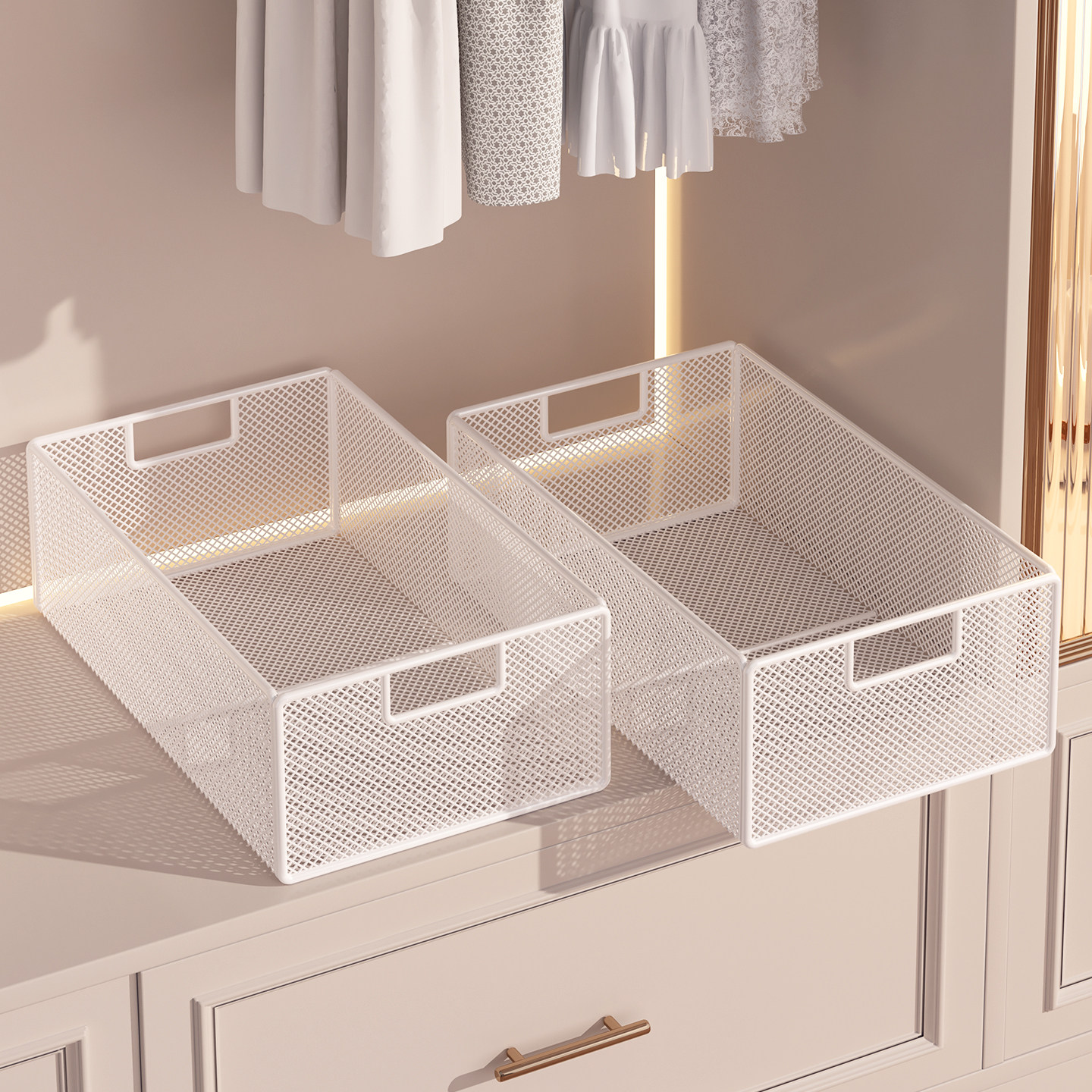 衣服收纳箱家用衣柜整理盒抽屉式放衣物裤子收纳筐带滑轮储物神器