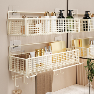 卫生间墙上置物架免打孔浴室壁挂式收纳架子洗手间洗漱台厕所神器