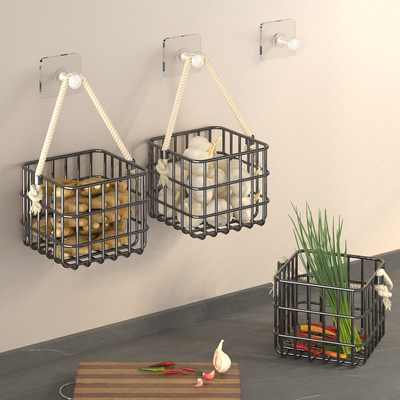 厨房葱姜蒜收纳筐免打孔