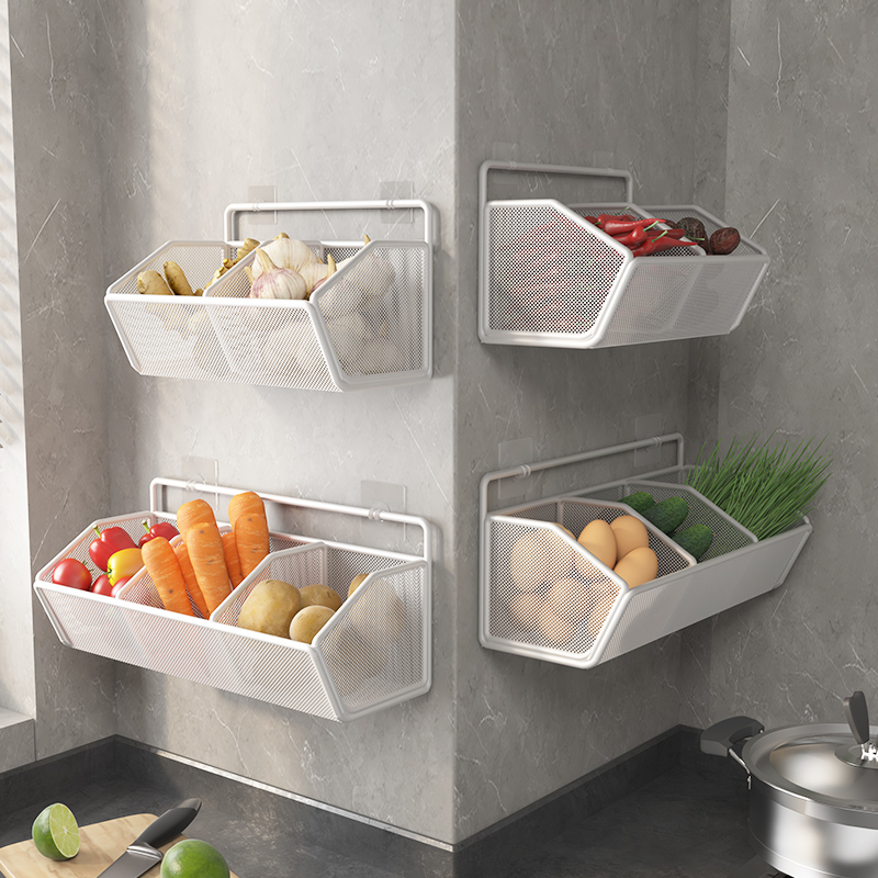 免打孔的厨房葱姜蒜收纳筐