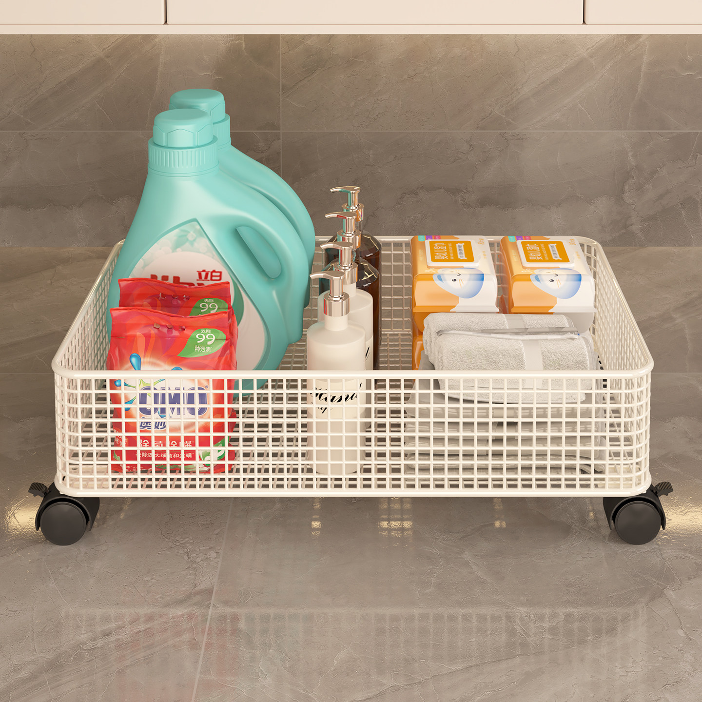 浴室柜下置物架洗衣液收纳神器卫生间厕所洗漱台带轮小推车收纳架,家庭/个人清洁工具,浴室角架/置物架,淘宝优惠券,粉丝福利购,淘宝优惠卷