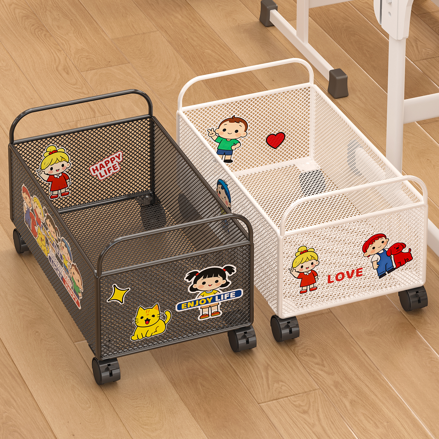 桌下放书包置物架可移动带轮