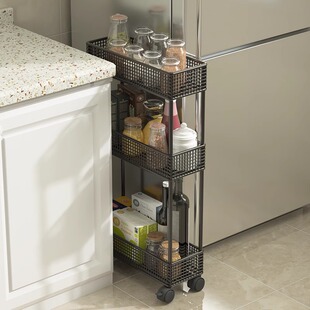 夹缝置物架厨房冰箱缝隙多功能收纳柜窄小推车可移动卫生间储物柜