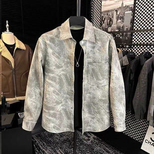 渐变潮流百搭帅气长袖 男2024秋季 外套 衬衫 轻奢小众设计时尚