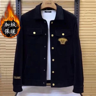 夹克时尚 男装 百搭潮流舒适男休闲刺绣翻领外套 新款 欧洲站2025冬季