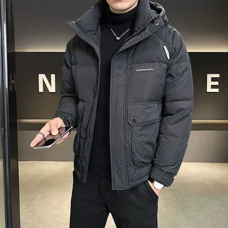 羽绒服男士冬季2026新款连帽潮牌袄子高端轻薄短款加厚外套男冬装