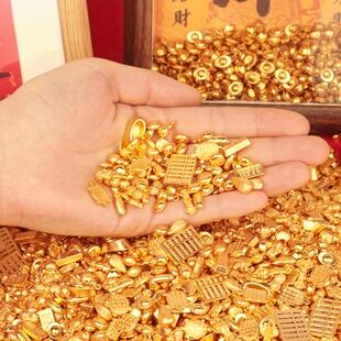 创意迷你仿真合金吉祥物十全十美小元宝金砖金豆如意米金豆聚宝盆