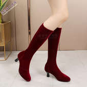 2023新款 中高跟水兵跳舞靴广场舞靴女舞蹈靴广场舞鞋 中筒拉丁舞靴