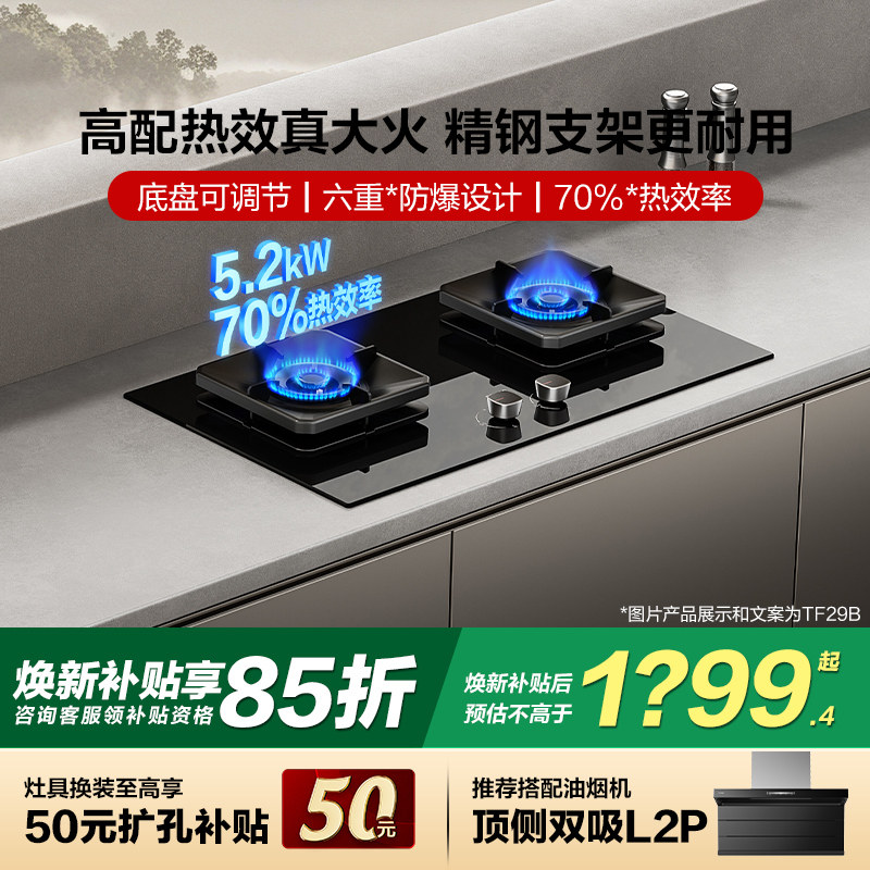 方太TF29B液化气燃气灶天然气炉嵌入家用双灶猛火灶台官方旗舰店