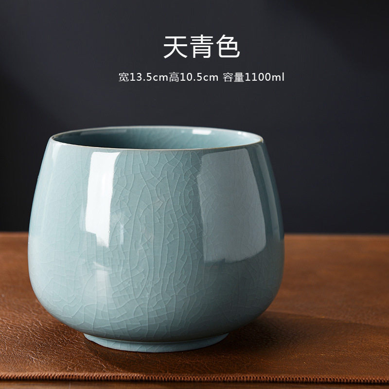 汝窑复古功夫茶渣缸功夫茶盂陶瓷水盂茶洗建水茶水缸哥窑茶桶家用