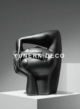 创意简约歪头人像雕塑摆件现代客厅玄关装饰摆设个性工艺品软装