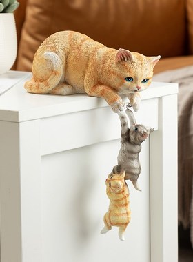 慧心巧聚母子猫摆设客厅高端摆件玄关卧室桌面酒柜书柜创意装饰品