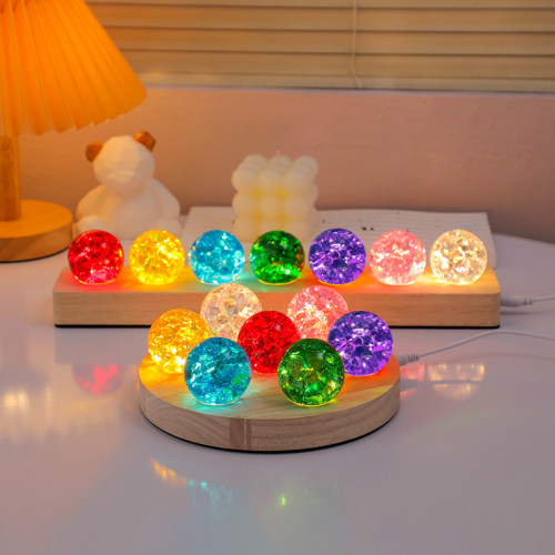 七彩水晶球小夜灯桌面摆件装饰品
