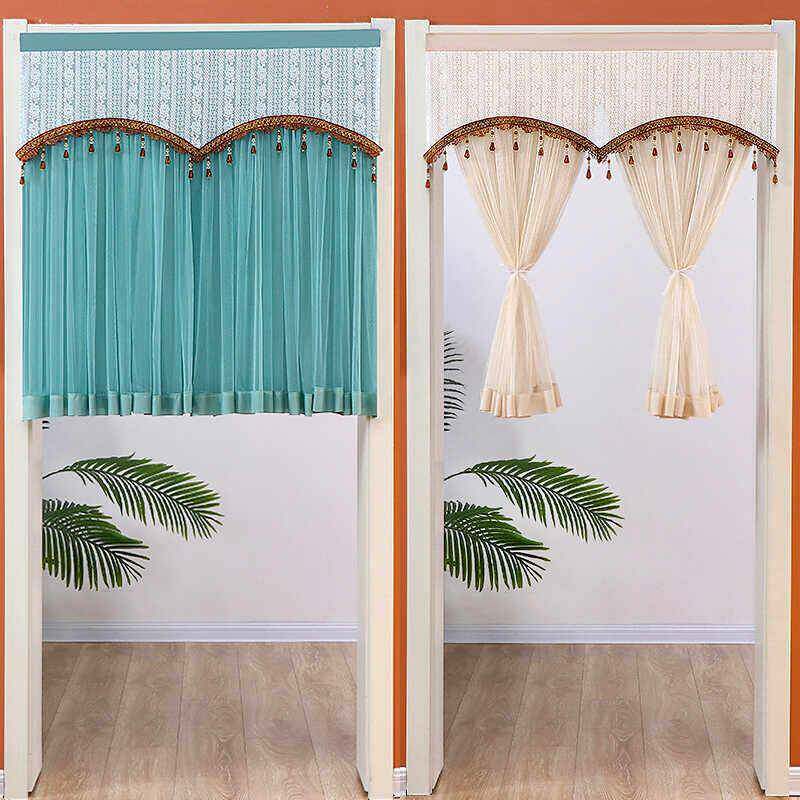 欧美简约门帘织物免打孔卧室家庭浴室厨房隔墙窗帘挡风玻璃布窗帘