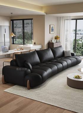 猫山克里覆古风格皮沙发客厅2025新的小公寓意大利Normcore可访问