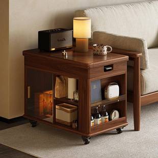 黑胡桃实木茶几两用升降折叠多功能茶桌餐桌小户型客厅可移动茶台