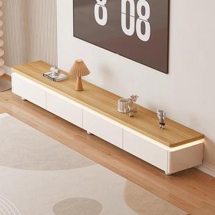 原木奶油风法式电视柜茶几组合圆角客厅落地家用小户型现代简约