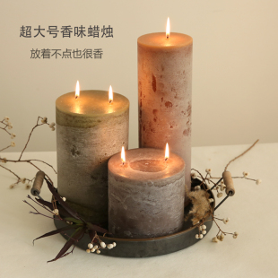 精品巨大香薰蜡烛超大号摆件家用香氛浪漫无烟持久扩香小众高级薰