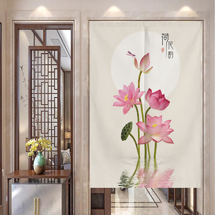 中式荷花门帘布卧室厕所门对门化解挂帘大门厨房卫生间隔断半帘子