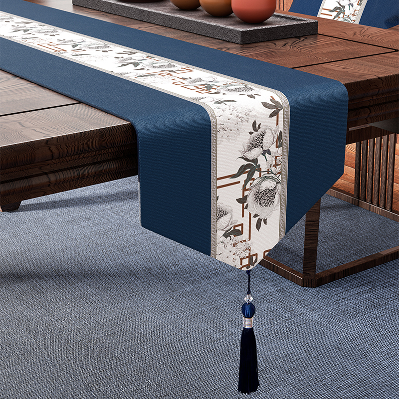 新中式桌旗禅意防水茶席茶台布艺轻奢高端茶几桌布茶垫布现代简约