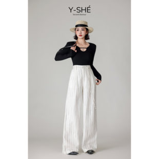 亚麻条纹爆款 百搭休闲裤 8268 花花专属