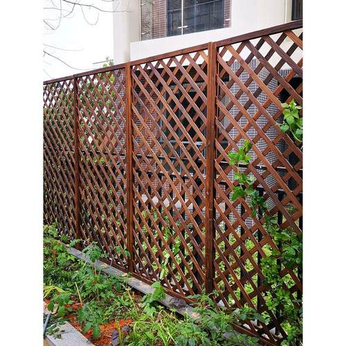 大型篱笆栅栏网格栅栏壁挂隔断花架木质围栏护栏爬藤花架防腐碳化