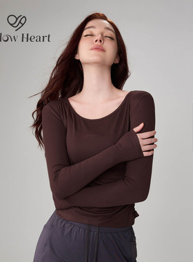 FOLLOWHEART甄选莫代尔螺纹罩衫普拉提瑜伽跑步长袖宽松运动上衣