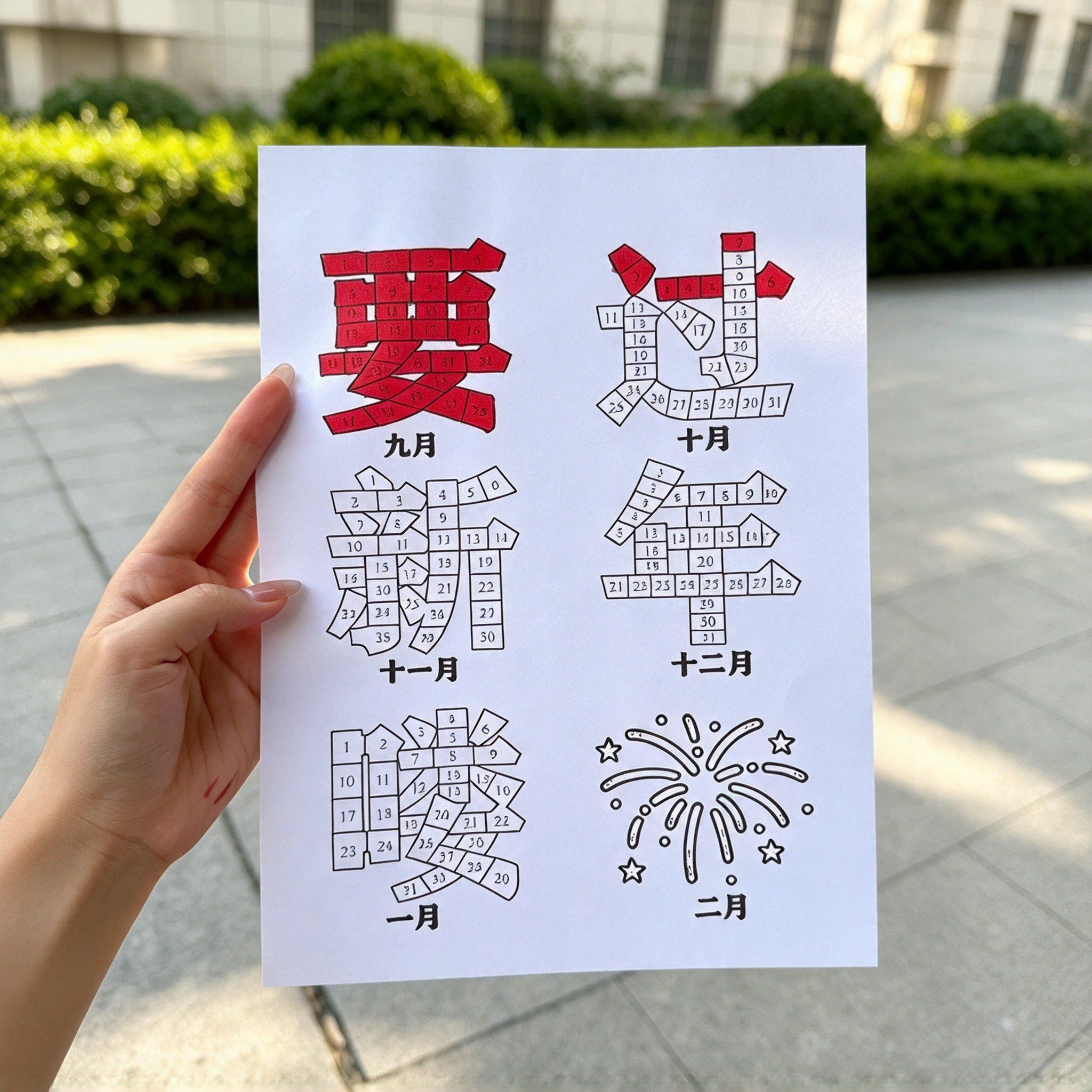 2026过年倒计时桌面日历涂色