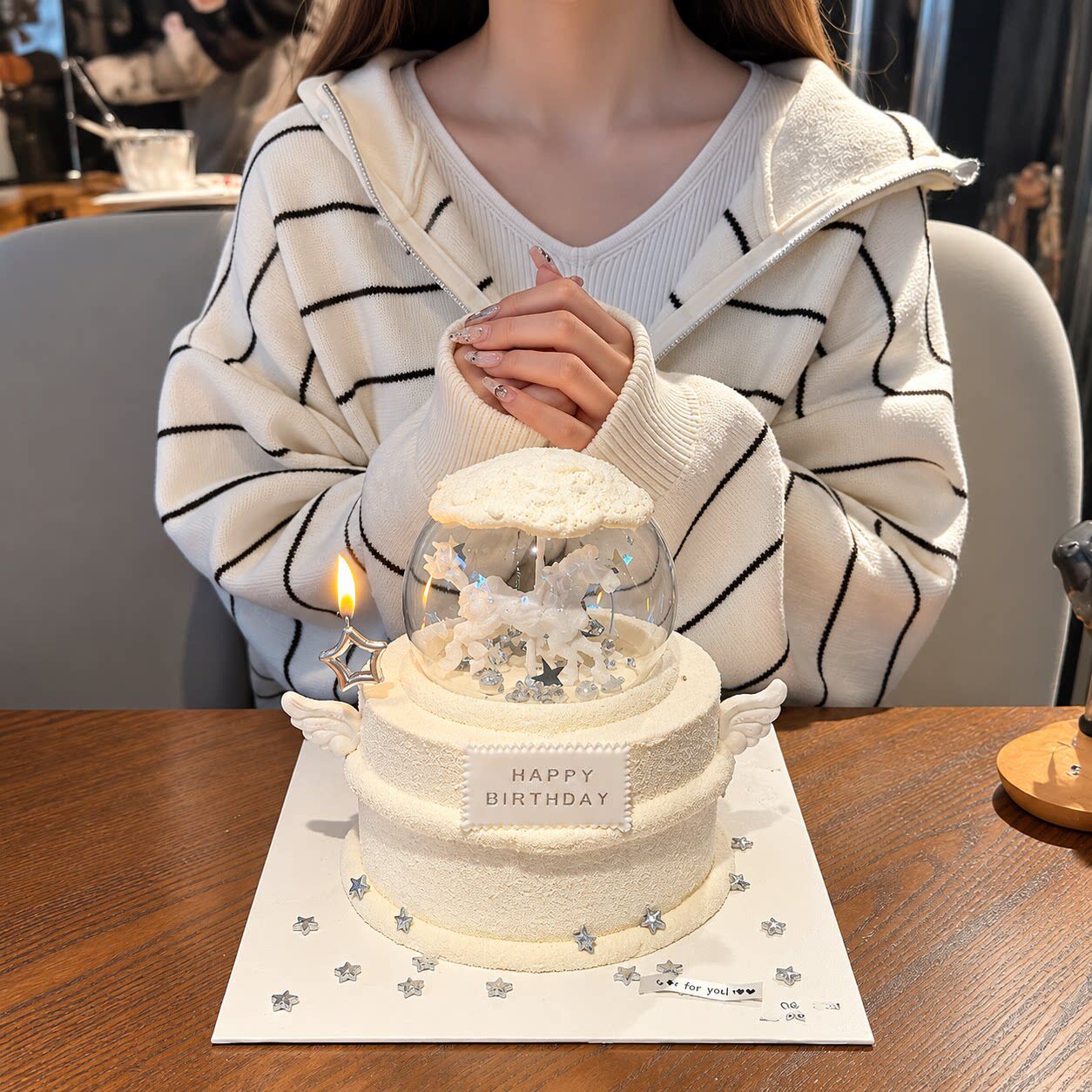 水晶球旋转木马蛋糕装饰摆件