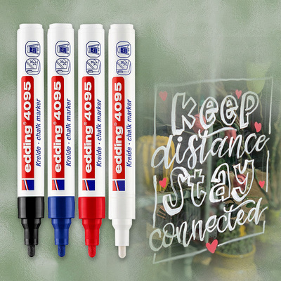 德国爱丁edding4095粉笔马克笔POP海报黑板镜面涂鸦笔可擦耐光玻